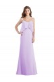 Vendeurs de Lilas Trapèze Bretelles spaghetti Scoop Mousseline Longue Robes demoiselle d'honneur