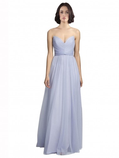 Vendeurs de Lilas Trapèze Bretelles spaghetti Tulle Longue Robes demoiselle d'honneur