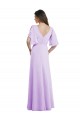 Vendeurs de Lilas Trapèze Col V Mousseline Longue Robes demoiselle d'honneur