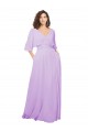 Vendeurs de Lilas Trapèze Col V Mousseline Longue Robes demoiselle d'honneur