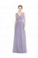 Vendeurs de Lilas Trapèze Col V Tulle Longue Robes demoiselle d'honneur