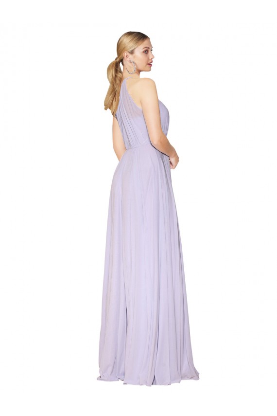 Vendeurs de Lilas Trapèze Licou Col Haut Mousseline Longue Formelles Robes demoiselle d'honneur / Robes de soirée / Robes de bal