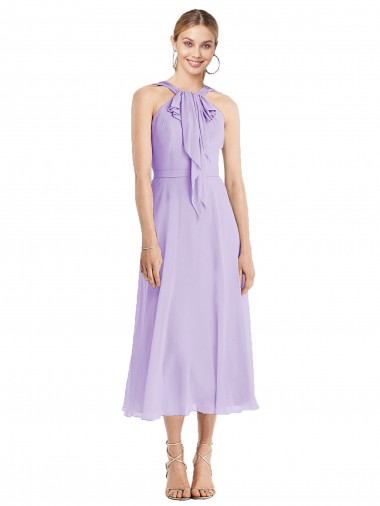 Vendeurs de Lilas Trapèze Licou Mousseline Courte Robes demoiselle d'honneur / Robes de cocktail