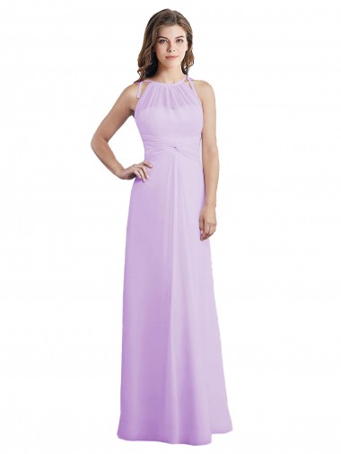 Vendeurs de Lilas Trapèze Licou Mousseline Longue Robes demoiselle d'honneur