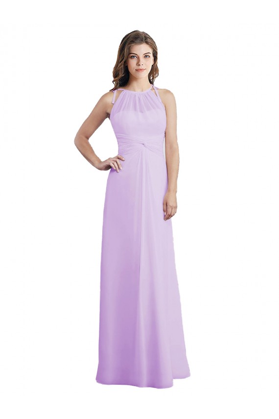 Vendeurs de Lilas Trapèze Licou Mousseline Longue Robes demoiselle d'honneur