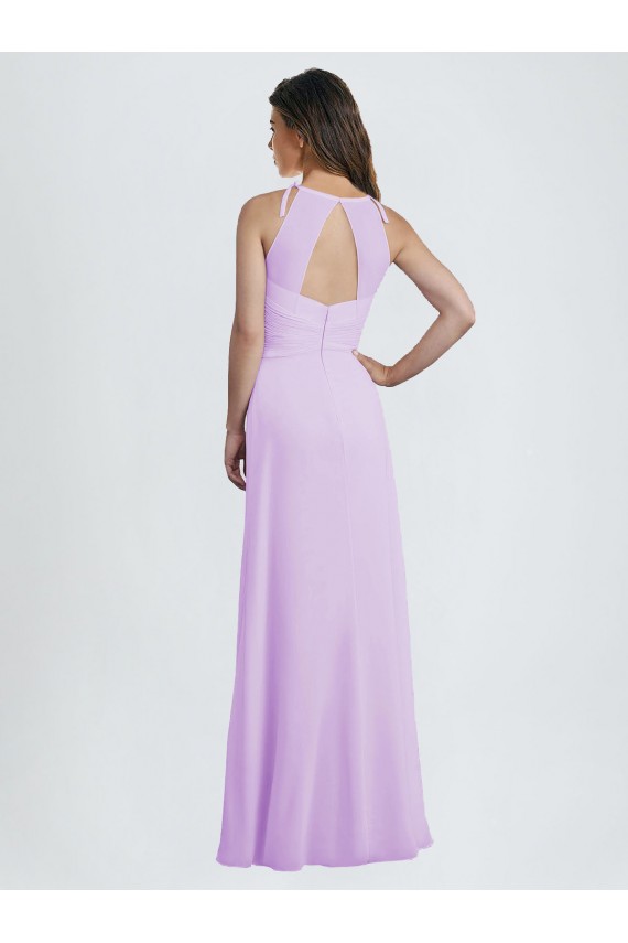 Vendeurs de Lilas Trapèze Licou Mousseline Longue Robes demoiselle d'honneur