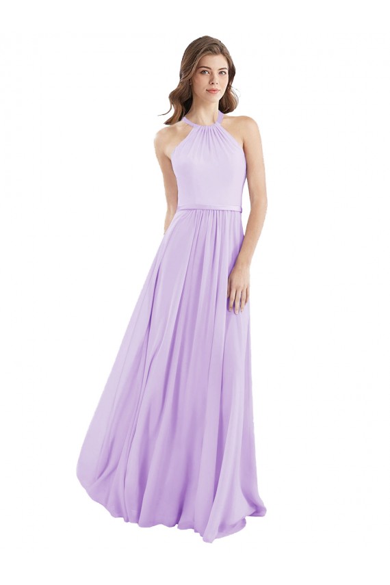 Vendeurs de Lilas Trapèze Licou Mousseline Longue Robes demoiselle d'honneur