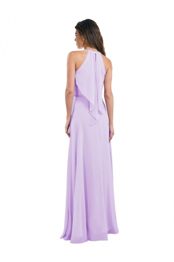 Vendeurs de Lilas Trapèze Licou Mousseline Longue Robes demoiselle d'honneur