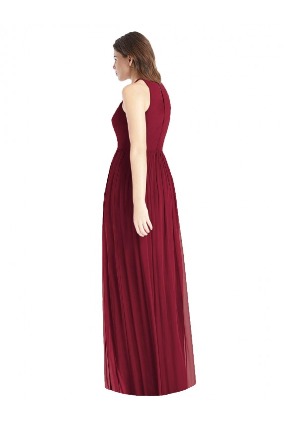 Vendeurs de Lilas Trapèze Licou Mousseline Longue Robes demoiselle d'honneur