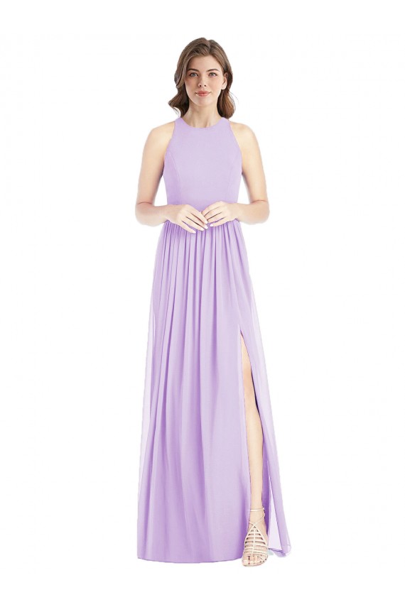 Vendeurs de Lilas Trapèze Licou Mousseline Longue Robes demoiselle d'honneur