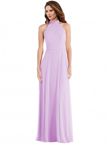 Vendeurs de Lilas Trapèze Licou Mousseline Longue Robes demoiselle d'honneur