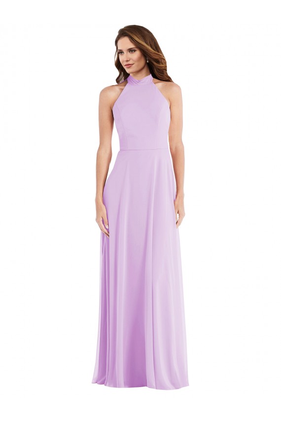 Vendeurs de Lilas Trapèze Licou Mousseline Longue Robes demoiselle d'honneur