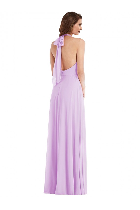Vendeurs de Lilas Trapèze Licou Mousseline Longue Robes demoiselle d'honneur