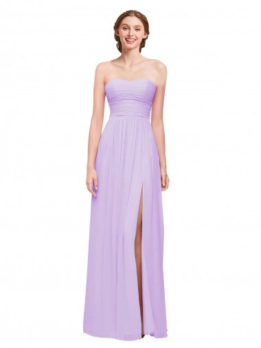 Vendeurs de Lilas Trapèze Sans bretelle Mousseline Longue Robes demoiselle d'honneur