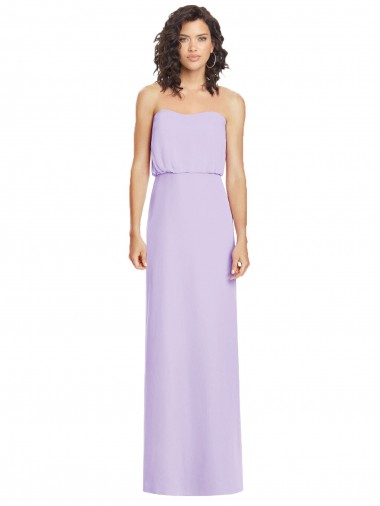 Vendeurs de Lilas Trapèze Sans bretelle Mousseline Longue Robes demoiselle d'honneur