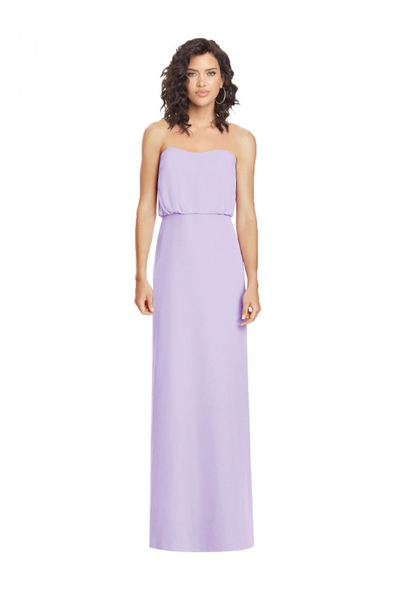 Vendeurs de Lilas Trapèze Sans bretelle Mousseline Longue Robes demoiselle d'honneur