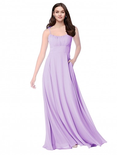 Vendeurs de Lilas Trapèze Scoop Mousseline Longue Robes demoiselle d'honneur