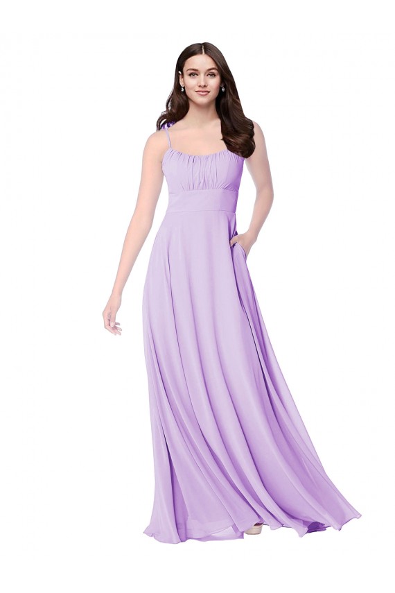 Vendeurs de Lilas Trapèze Scoop Mousseline Longue Robes demoiselle d'honneur
