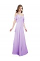 Vendeurs de Lilas Trapèze Épaule Dénudée Bretelles spaghetti Mousseline Longue Robes demoiselle d'honneur