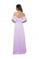 Vendeurs de Lilas Trapèze Épaule Dénudée Bretelles spaghetti Mousseline Longue Robes demoiselle d'honneur