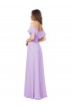Vendeurs de Lilas Trapèze Épaule Dénudée Sans bretelle Mousseline Longue Robes demoiselle d'honneur