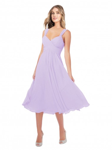 Vendeurs de Lilas Trapèze midi Mousseline Courte Asymétrique Robes demoiselle d'honneur / Robes de cocktail