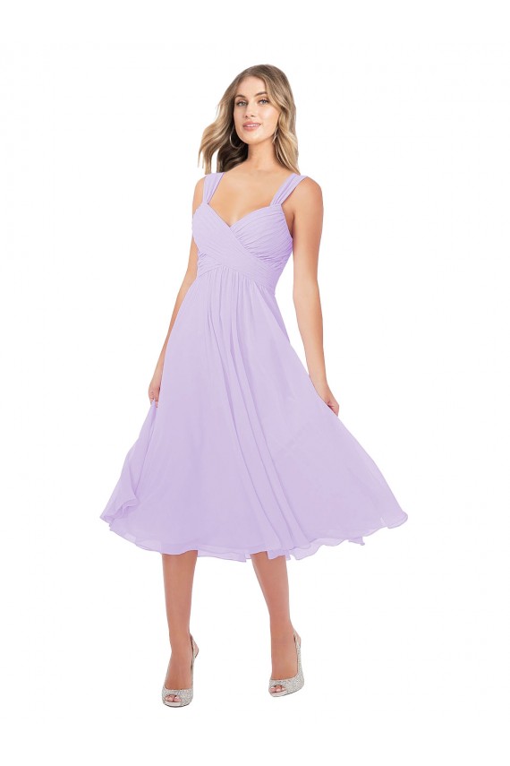 Vendeurs de Lilas Trapèze midi Mousseline Courte Asymétrique Robes demoiselle d'honneur / Robes de cocktail