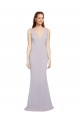 Vendeurs de Lilas arctique Sirène Col V Crêpe Stretch Longue Formelles Robes demoiselle d'honneur / Robes de soirée / Robes de bal