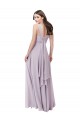 Vendeurs de Lueur rose Trapèze Col V Mousseline Longue Robes demoiselle d'honneur
