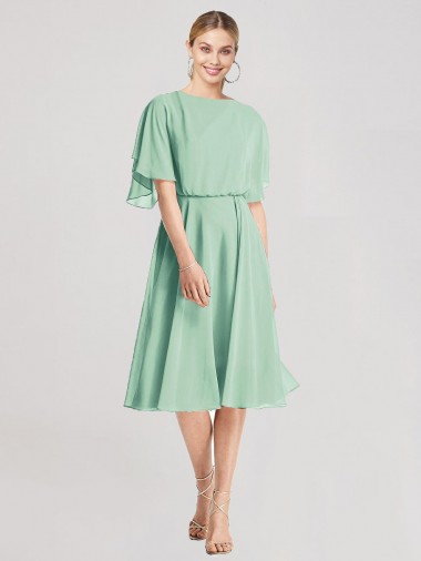 Vendeurs de Menthe verte Trapèze Mousseline Courte Robes demoiselle d'honneur