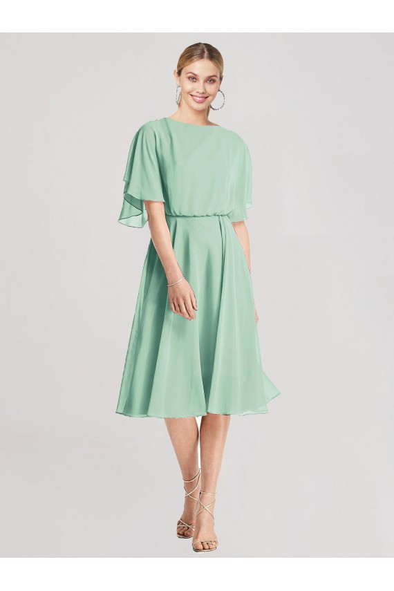 Vendeurs de Menthe verte Trapèze Mousseline Courte Robes demoiselle d'honneur