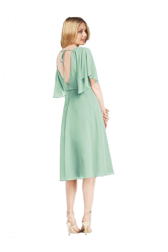 Vendeurs de Menthe verte Trapèze Mousseline Courte Robes demoiselle d'honneur