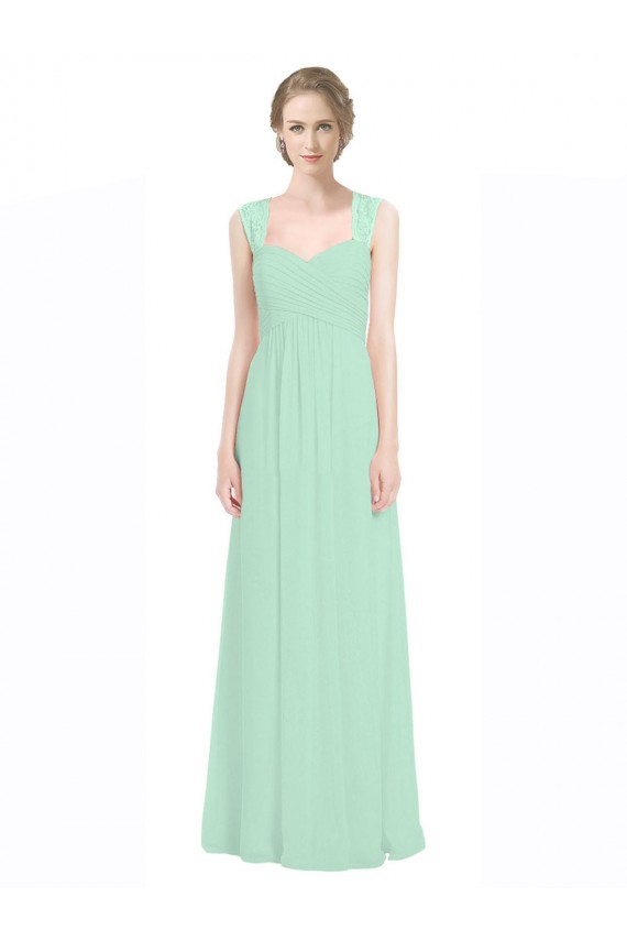 Vendeurs de Menthe verte Trapèze Mousseline Dentelle Longue Robes demoiselle d'honneur