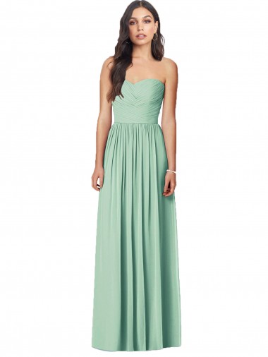 Vendeurs de Menthe verte Trompette Sans bretelle Mousseline Longue Robes demoiselle d'honneur