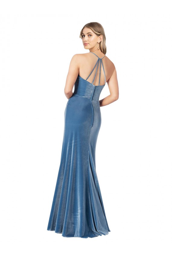 Vendeurs de Noir Fourreau Bretelles spaghetti Col bijou Velours Stretch Longue Formelles Robes demoiselle d'honneur / Robes de soirée / Robes de bal
