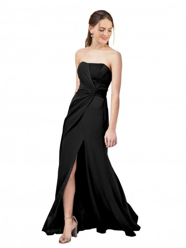 Vendeurs de Noir Fourreau Sans bretelle Crêpe Stretch Longue Formelles Robes demoiselle d'honneur / Robes de soirée / Robes de bal