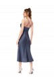 Vendeurs de Noir Fourreau midi Satiné Soyeux Courte Asymétrique Robes demoiselle d'honneur / Robes de soirée / Robes de cocktail
