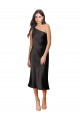 Vendeurs de Noir Fourreau midi Satiné Stretch Courte Robes demoiselle d'honneur / Robes de soirée / Robes de cocktail