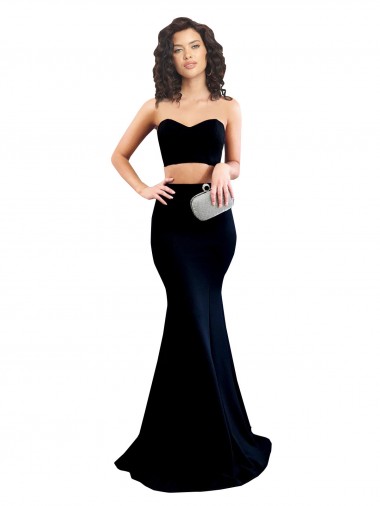 Vendeurs de Noir Sirène Col Haut Crêpe Stretch Longue Formelles Robes demoiselle d'honneur / Robes de soirée / Robes de bal