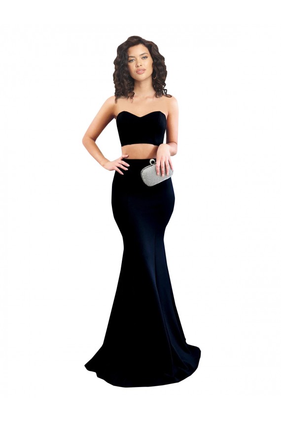 Vendeurs de Noir Sirène Col Haut Crêpe Stretch Longue Formelles Robes demoiselle d'honneur / Robes de soirée / Robes de bal