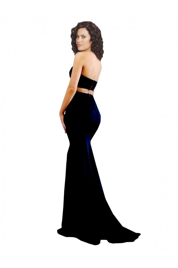 Vendeurs de Noir Sirène Col Haut Crêpe Stretch Longue Formelles Robes demoiselle d'honneur / Robes de soirée / Robes de bal