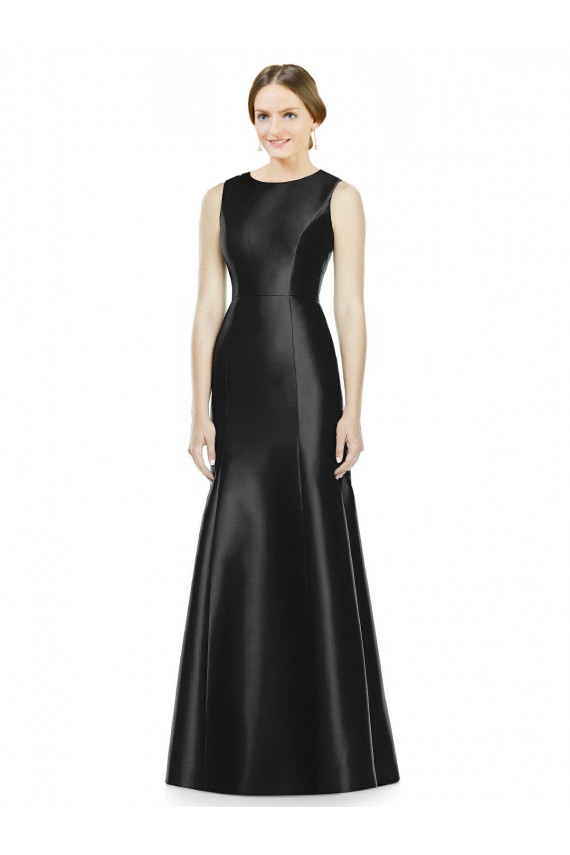 Vendeurs de Noir Sirène Col Haut Satiné Longue Robes demoiselle d'honneur