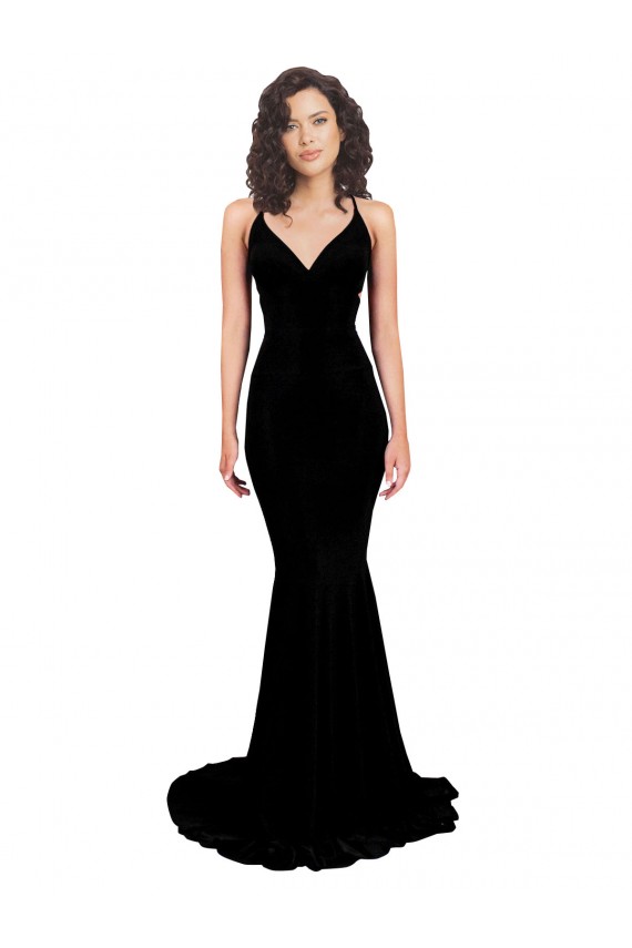 Vendeurs de Noir Sirène Col V Spandex Longue Formelles Robes demoiselle d'honneur / Robes de soirée / Robes de bal