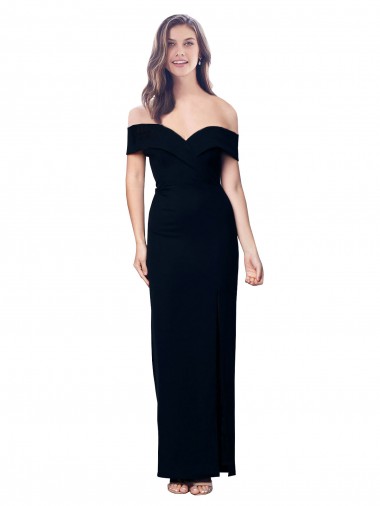 Vendeurs de Noir Sirène Épaule Dénudée Crêpe Stretch Longue Formelles Robes demoiselle d'honneur / Robes de soirée / Robes de bal