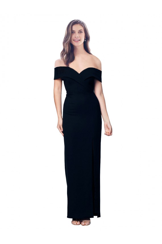 Vendeurs de Noir Sirène Épaule Dénudée Crêpe Stretch Longue Formelles Robes demoiselle d'honneur / Robes de soirée / Robes de bal
