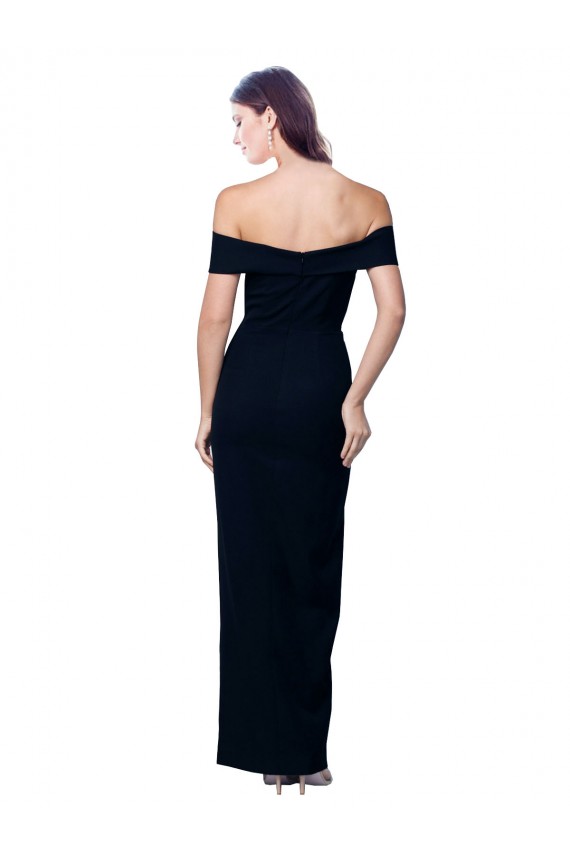 Vendeurs de Noir Sirène Épaule Dénudée Crêpe Stretch Longue Formelles Robes demoiselle d'honneur / Robes de soirée / Robes de bal