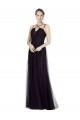 Vendeurs de Noir Trapèze Bretelles spaghetti Col Haut Tulle Longue Robes demoiselle d'honneur