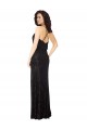 Vendeurs de Noir Trapèze Bretelles spaghetti Velours Floral Velours Stretch Longue Robes demoiselle d'honneur