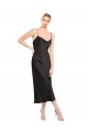 Vendeurs de Noir Trapèze Bretelles spaghetti midi Satiné Stretch Courte Robes demoiselle d'honneur / Robes de soirée / Robes de cocktail