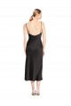 Vendeurs de Noir Trapèze Bretelles spaghetti midi Satiné Stretch Courte Robes demoiselle d'honneur / Robes de soirée / Robes de cocktail